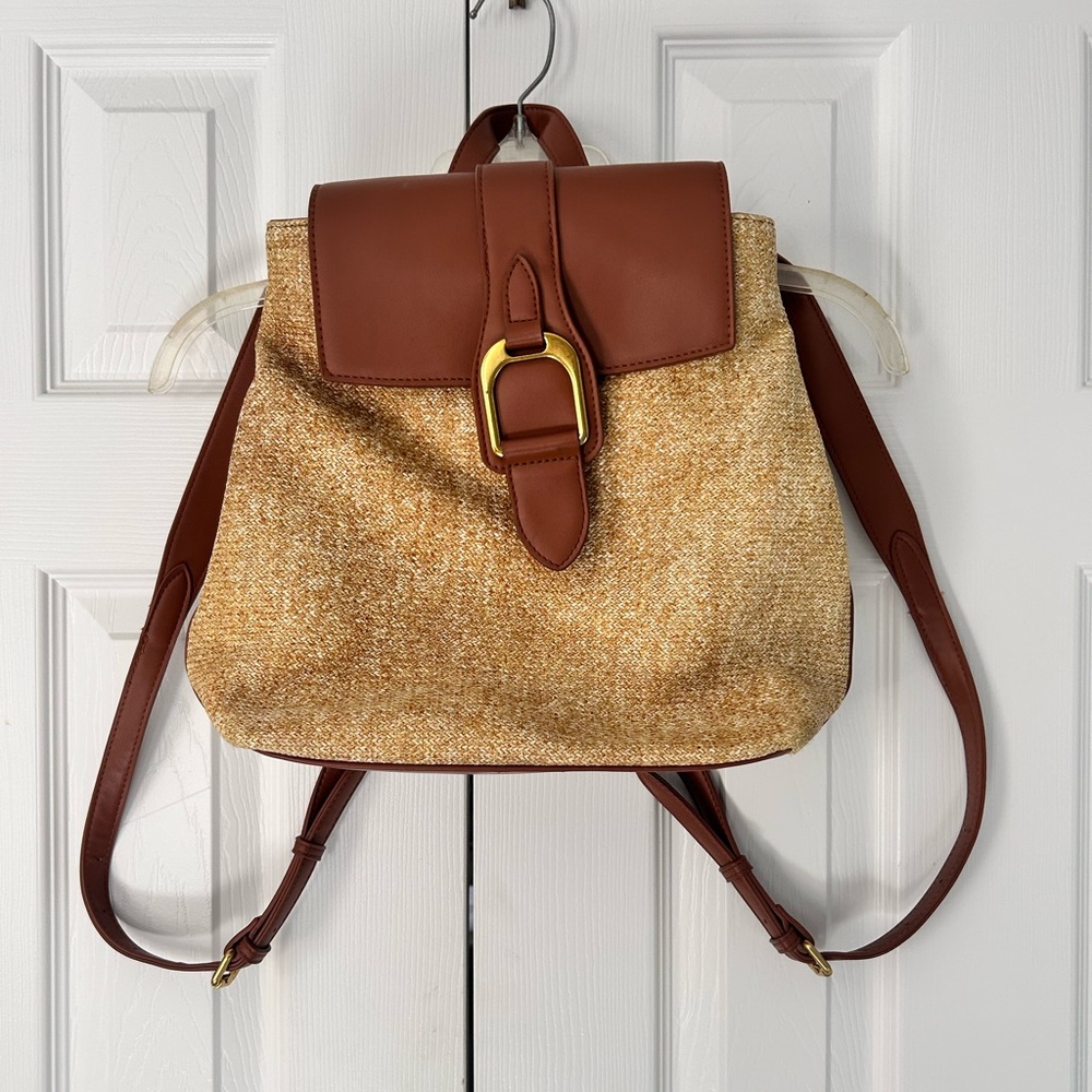 Jen & Co Backpack Purse Vegan Tan Brown Adjustable Straps Multi Pocket